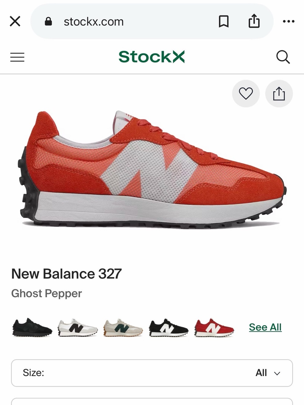 New Balance 327 Ghost Pepper Red/White Men's Sneakers